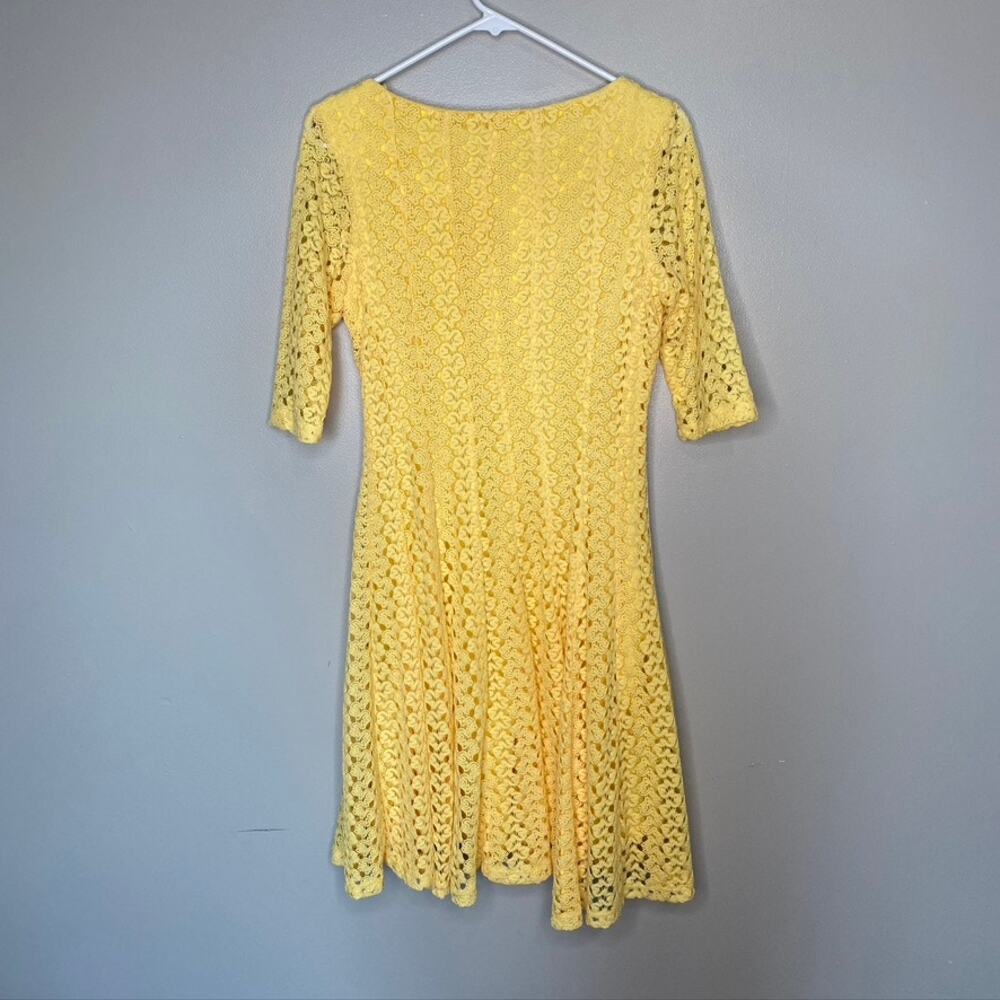 NWT Women's Rabbit Rabbit Rabbit Crochet Knit Sunny Yellow Dress Short Sleeve 8 - Picture 7 of 8